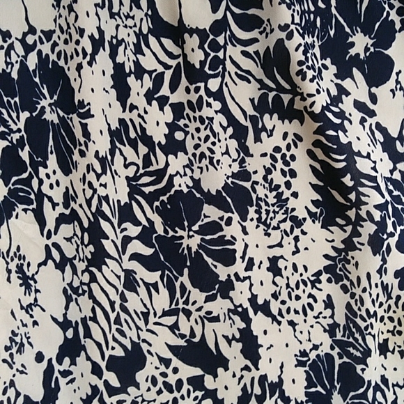 J. G. Hook Floral Tropical A-Line Lined Midi Skirt 10 Navy Blue Cream - Picture 3 of 14